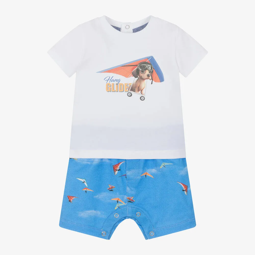 Baby Boys Blue Cotton Shorts Gift Set