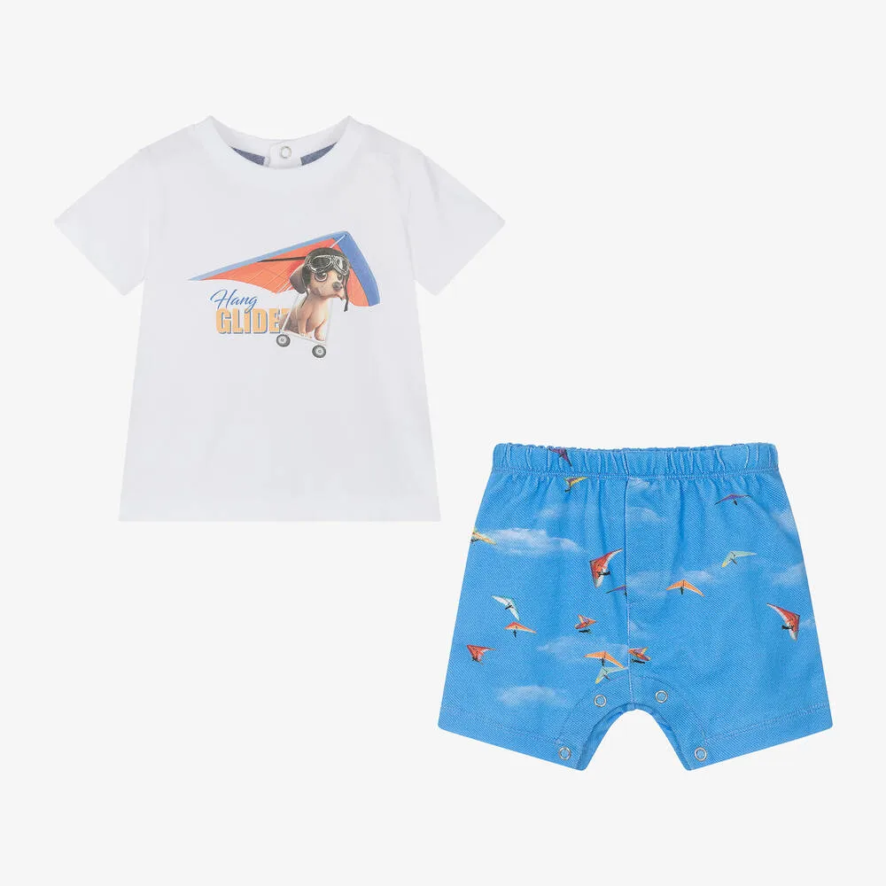 Baby Boys Blue Cotton Shorts Gift Set