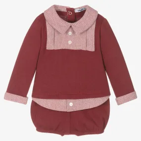 Baby Boys Red Knitted Shorts Set