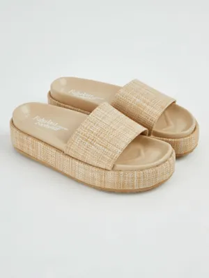 Beige Raffia Strap Flatform Sandals | Women | George at ASDA