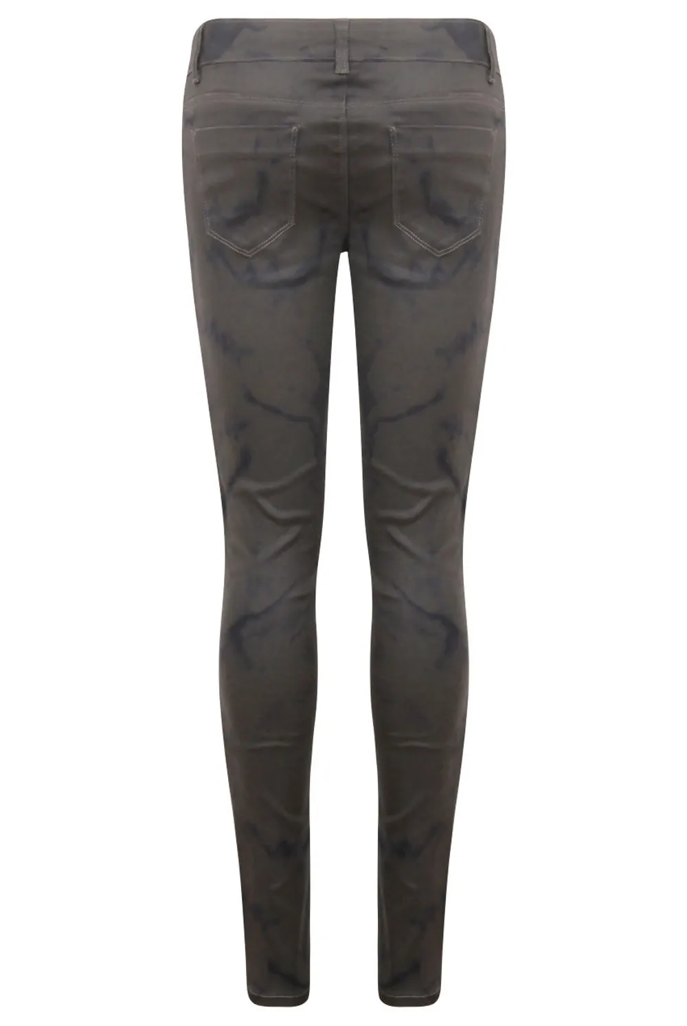  Black With Charcoal Marble Print Side Zip Detail Jeans