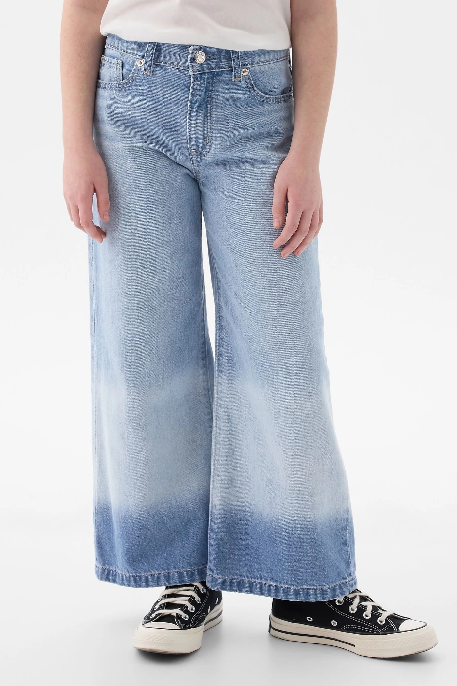 Blue High Rise Relaxed Wide Leg Jeans (6-13yrs)
