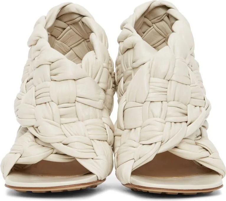 Bottega Veneta Off-White Intrecciato Board Heeled Sandals