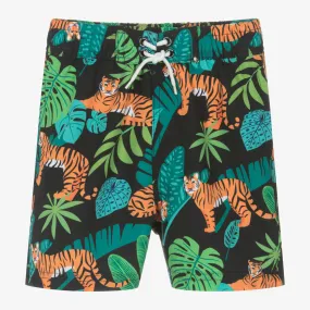 Boys Black Jungle Tiger Swim Shorts