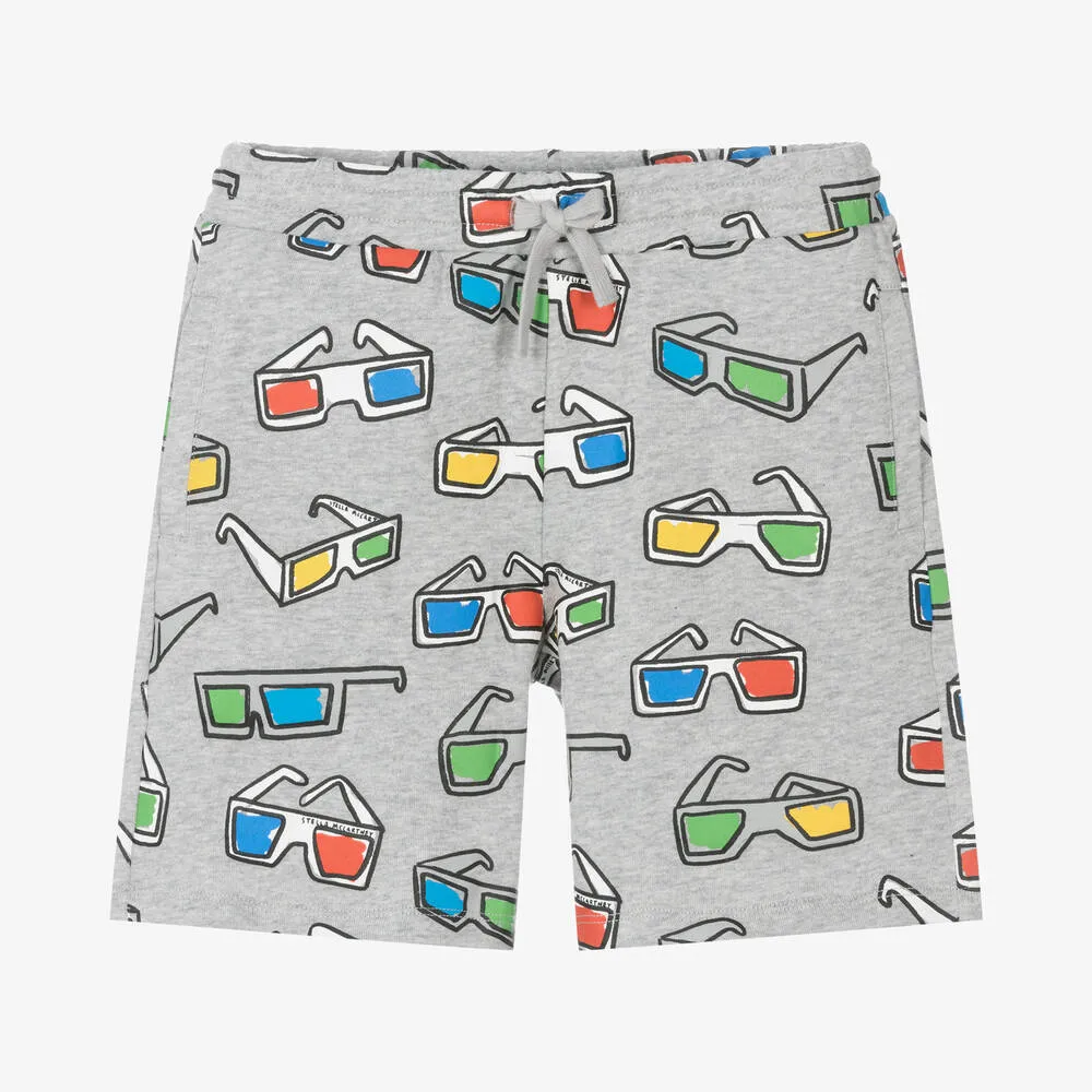 Boys Grey Organic Cotton Glasses Shorts