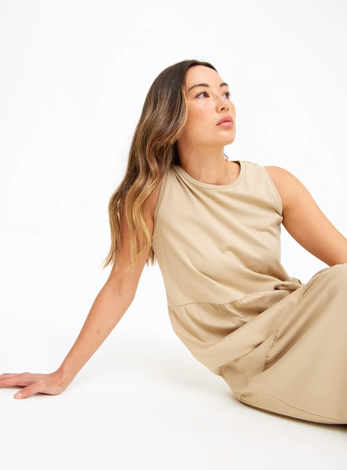 Buy Stone Tiered Jersey Maxi Dress 22R | Dresses | Tu