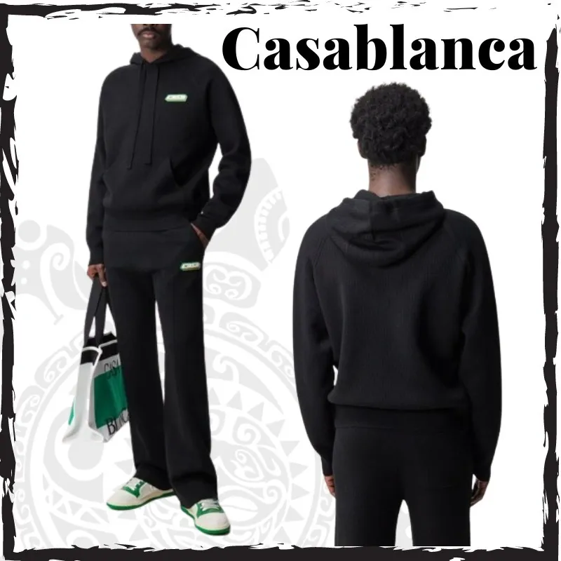 Casablanca  |Pullovers Wool Street Style Long Sleeves Plain Logo Hoodies