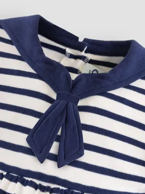 Cream Long Sleeve Sailor Jersey Dress