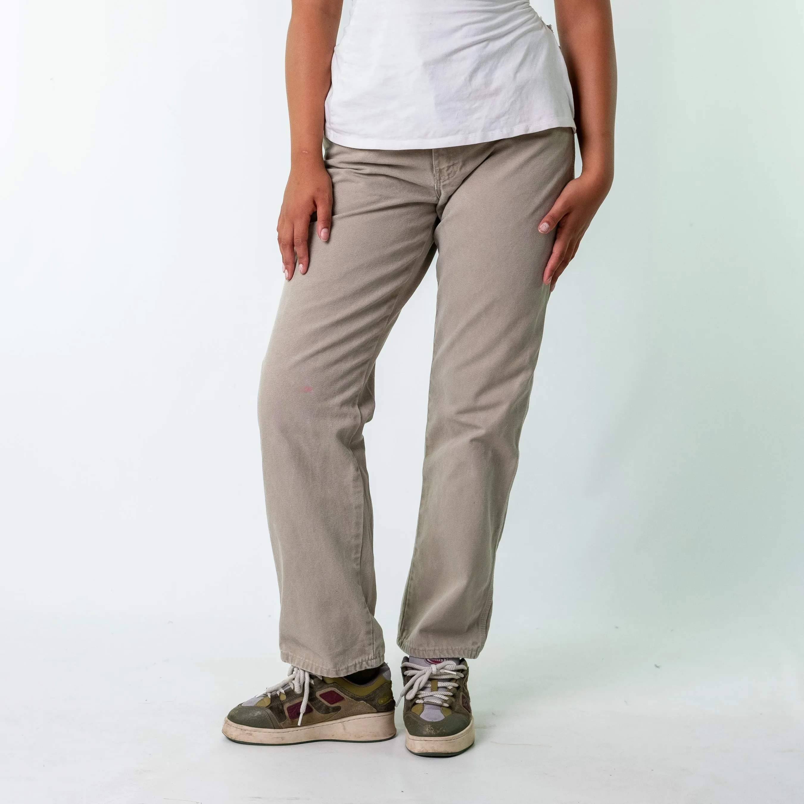 Cream y2ks Dickies Canvas Carpenter Jeans Baggy Pants (32x32)