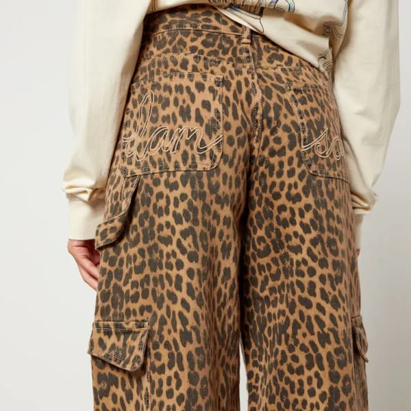 Damson Madder Dion Leopard-Print Cargo Wide-Leg Jeans