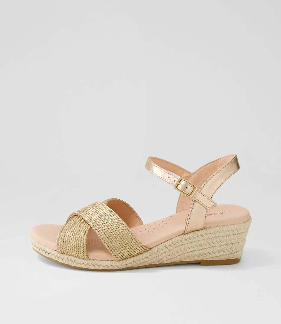DIANA FERRARI Honoury Rose Gold Woven Leather Sandals