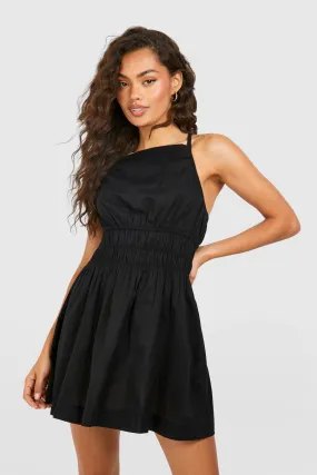 Dresses | Strappy Linen Shirred Waist Mini Dress | boohoo