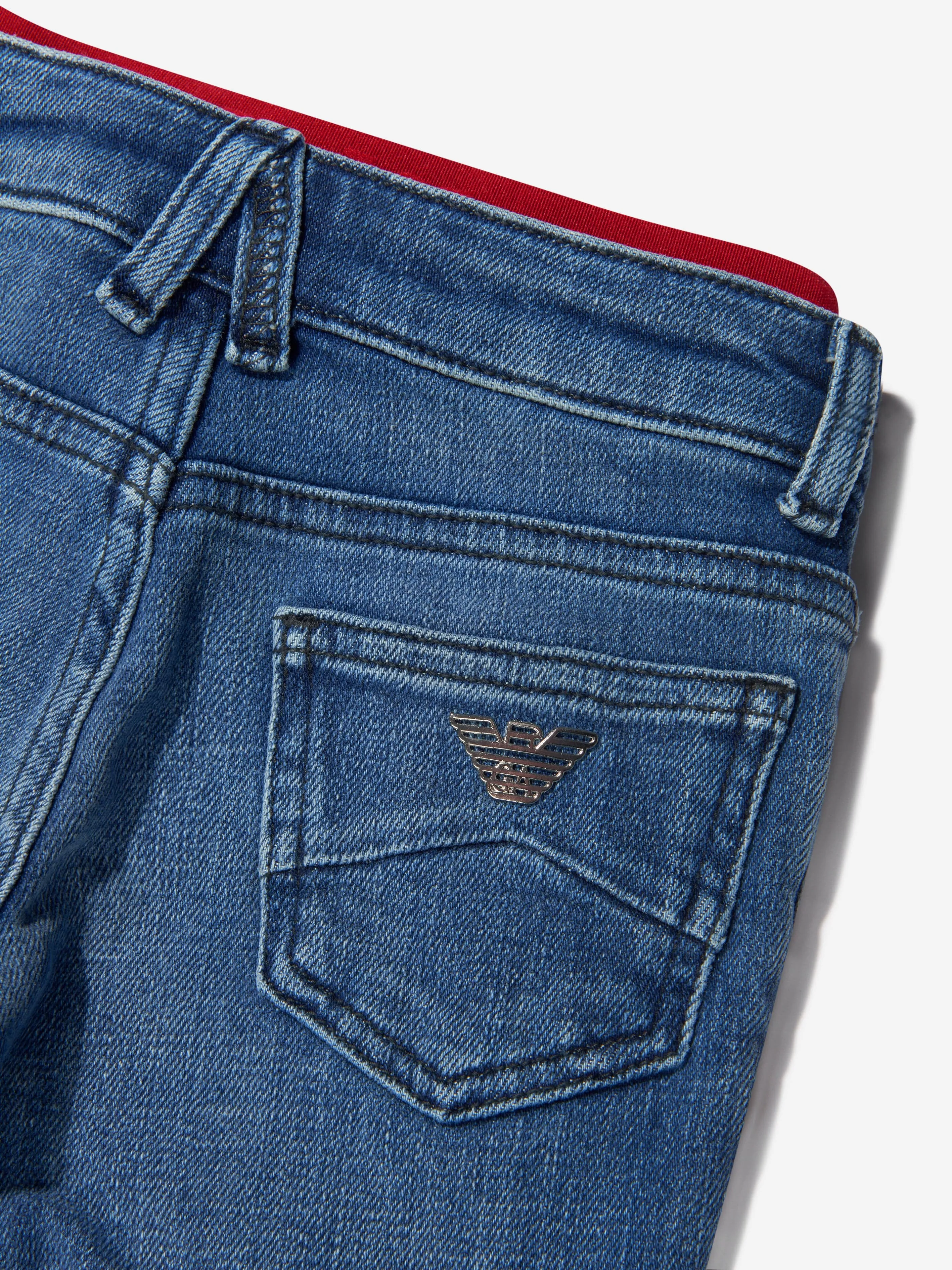 Emporio Armani Boys Cotton Denim Double Waistband Jeans
