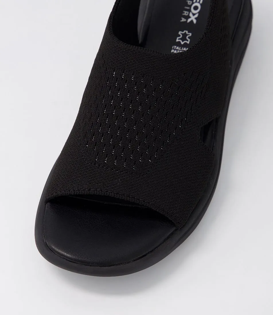 GEOX D Spherica Ec5 D Black Knit Sandals