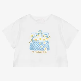 Girls Cropped White T-Shirt
