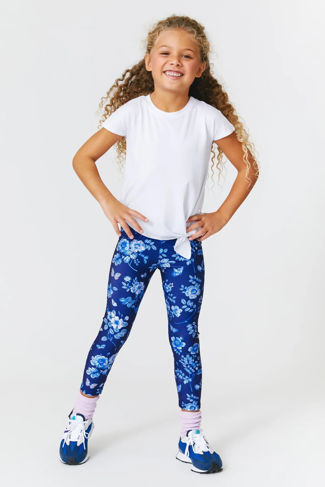 Girls Leggings in Navy Fine China