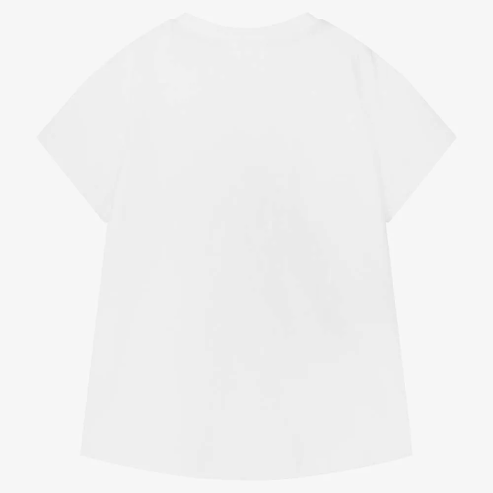 Girls White Cotton Jersey T-Shirt