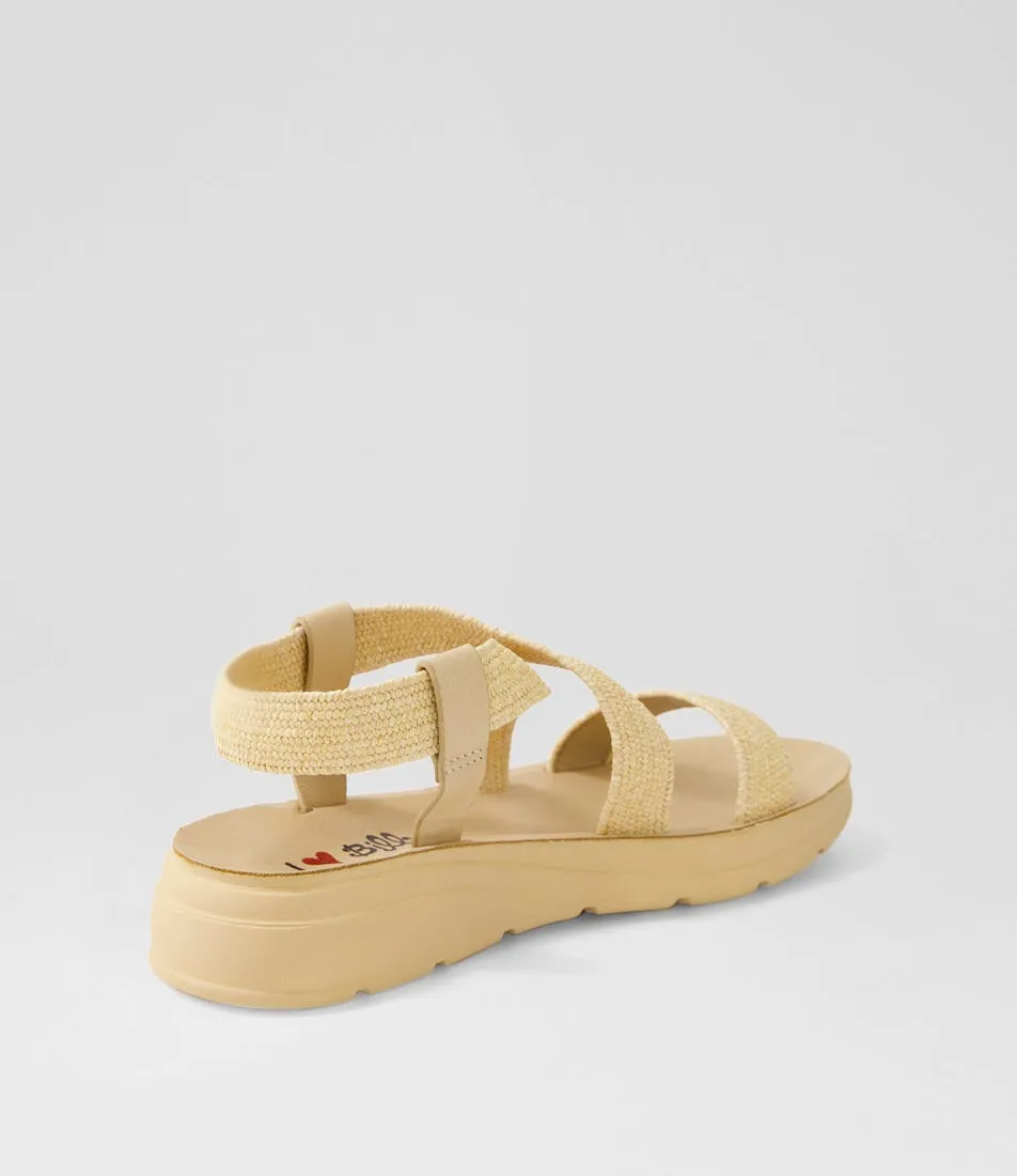 I LOVE BILLY Dirk Beige Synthetic Raffia Sandals