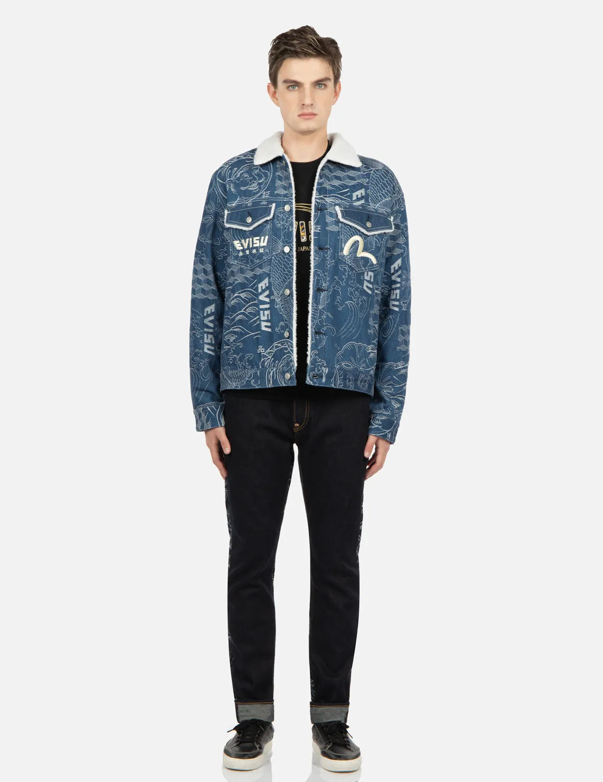 Japanese Pattern Jacquard Carrot-Fit Jeans #2017