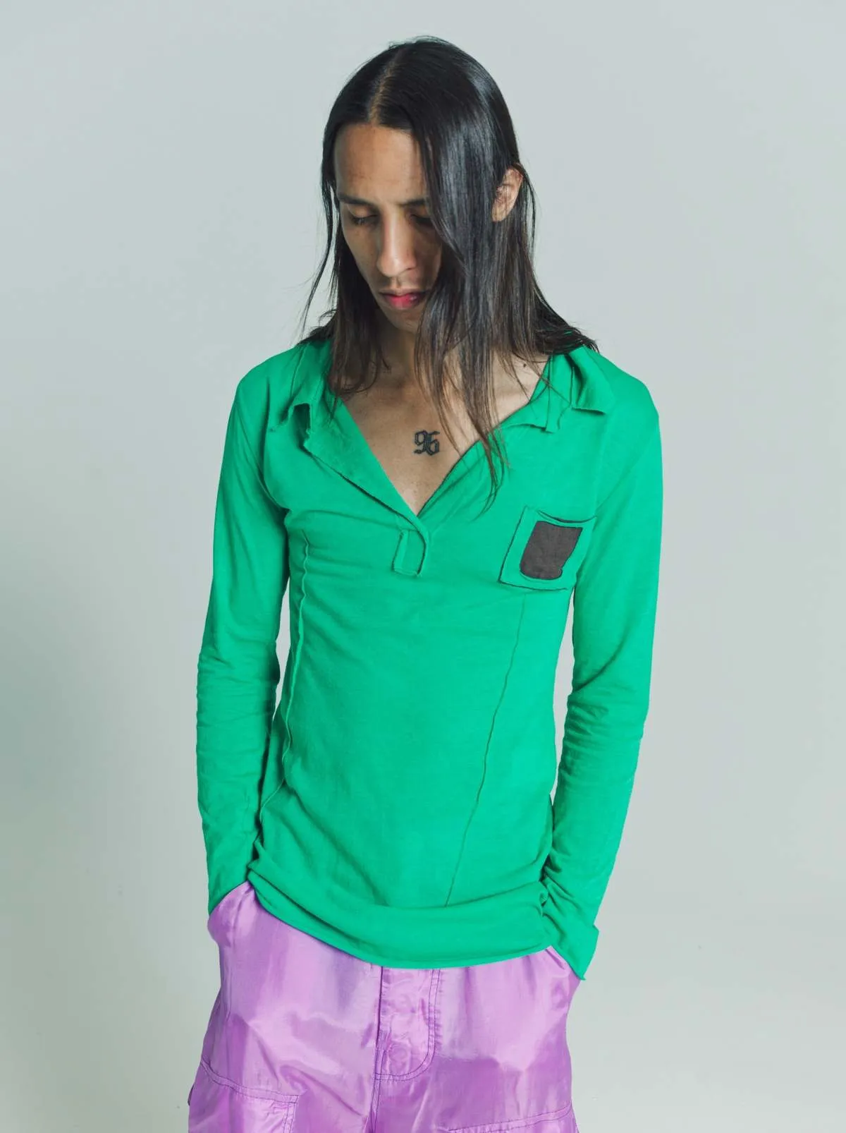 Jersey Warped Practical Polo - Green/Brown