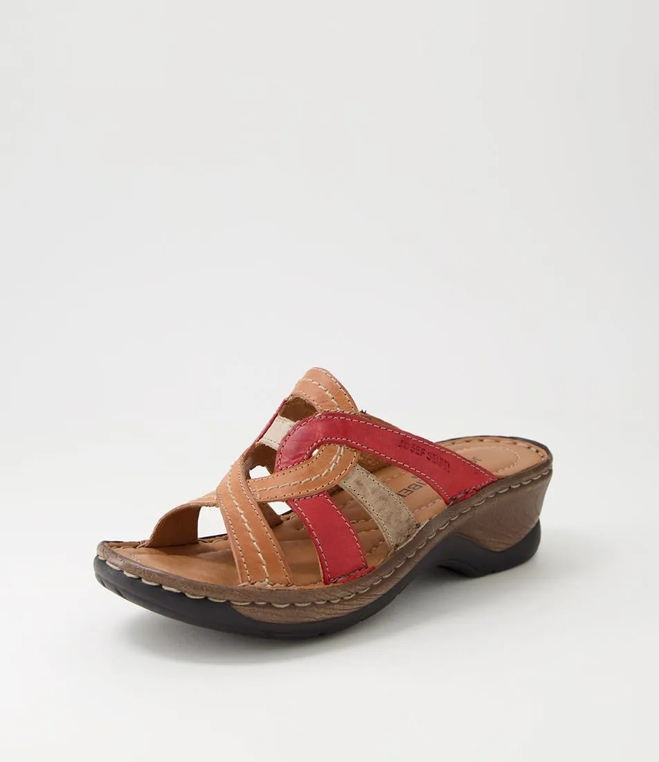 JOSEF SEIBEL Catalonia 01 Orange Multi Leather Sandals