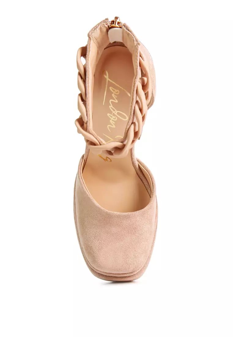London Rag Latte Showstopper Microfiber High Heeled Sandals
