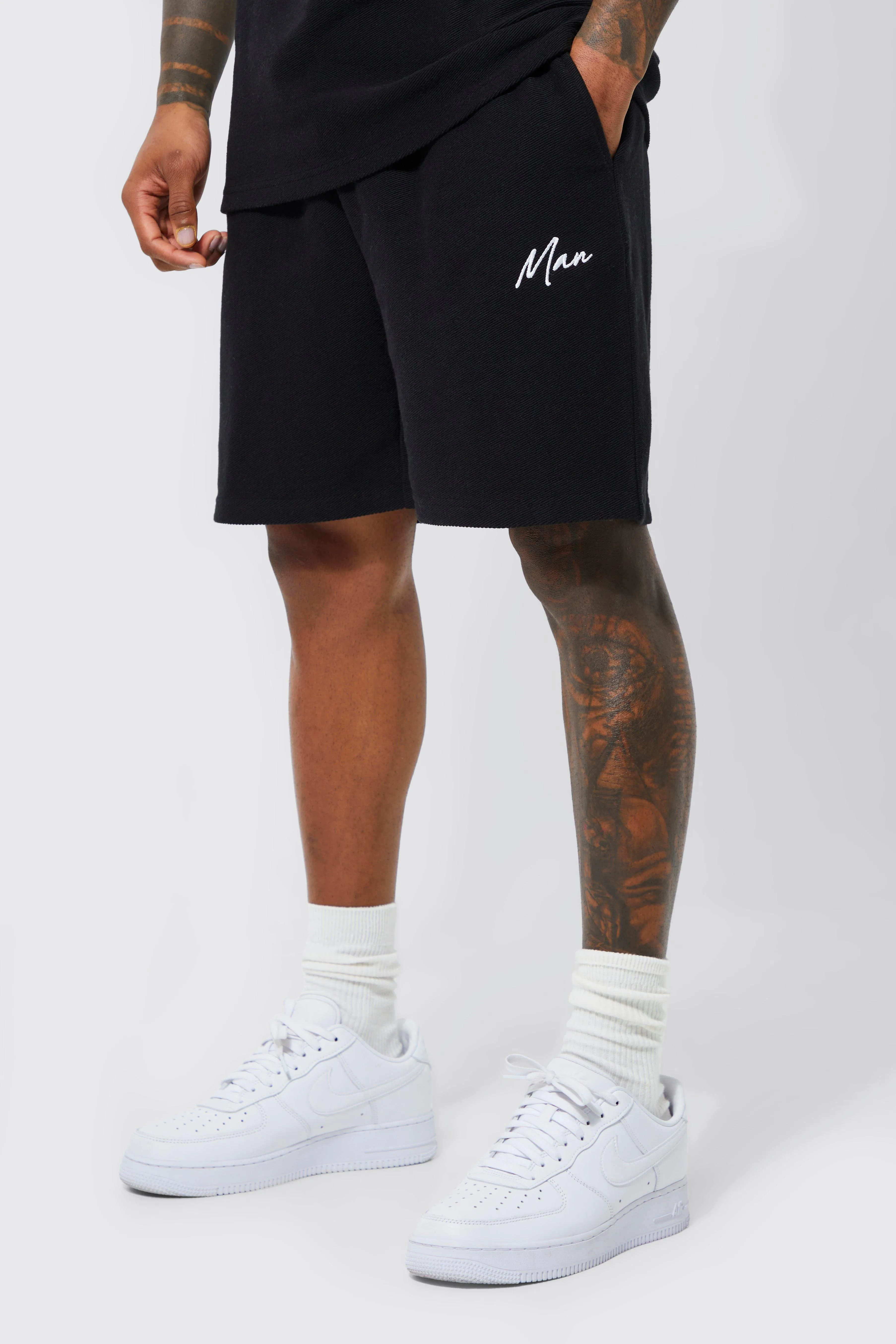 Loose Fit Man Jersey Knit Twill Shorts