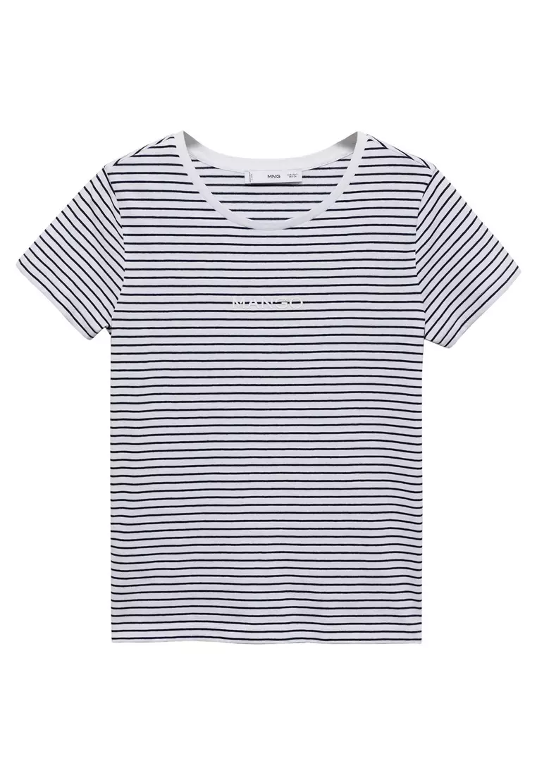 Mango Striped Logo T-Shirt