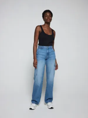 Mid Wash Cargo Jeans | Women | George at ASDA
