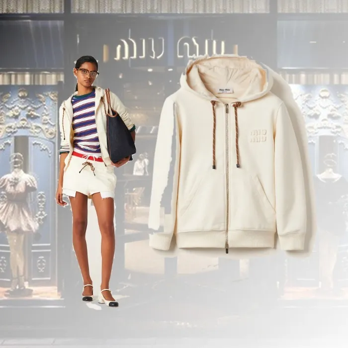 MiuMiu  |Long Sleeves Plain Cotton Logo Hoodies & Sweatshirts