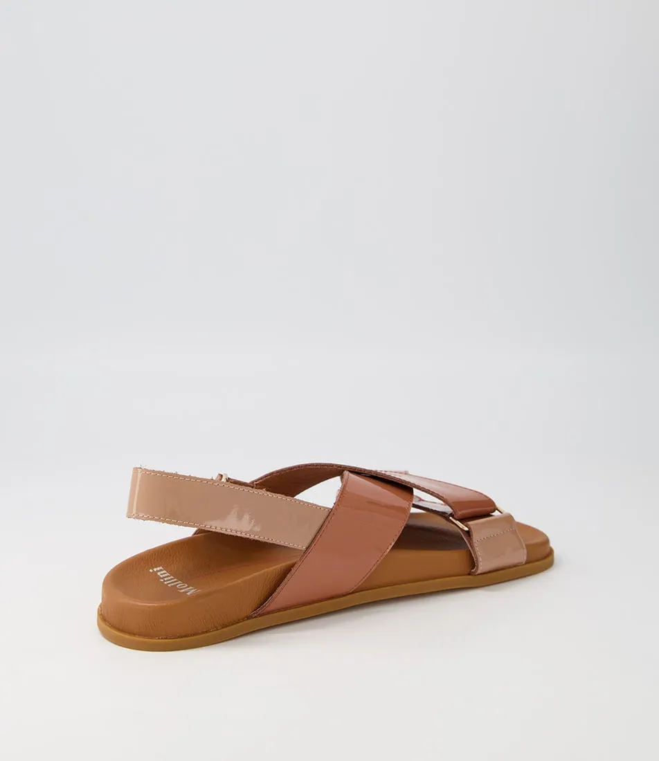 MOLLINI Haylow Blush Caramel Patent Leather Sandals