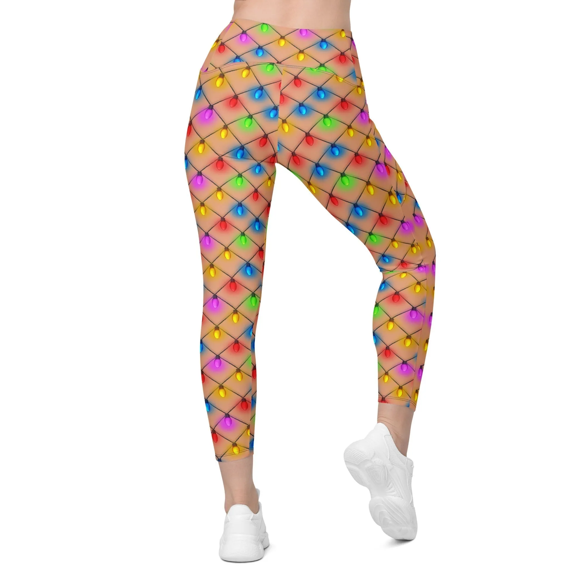 Naughty Christmas Lights Leggings With Pockets