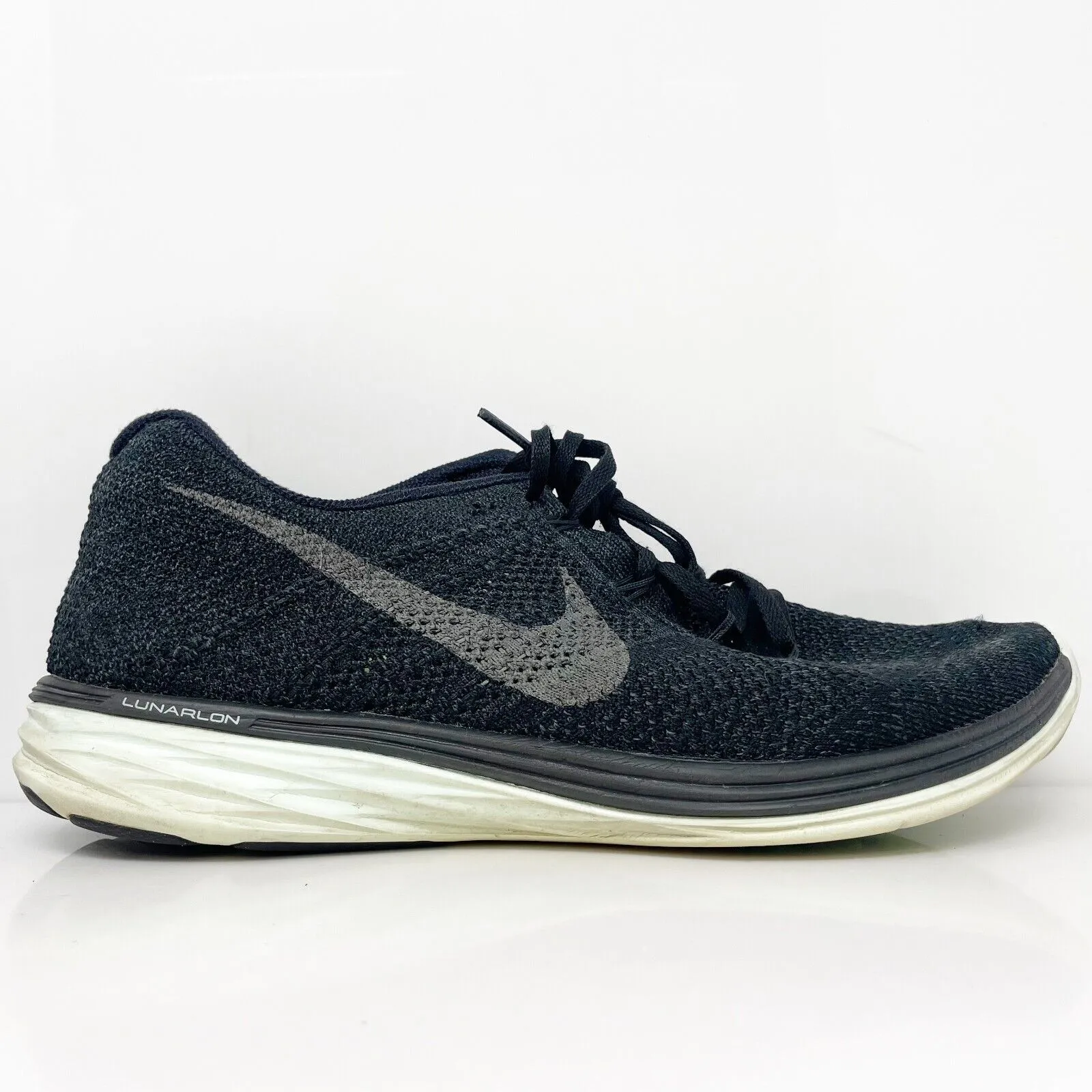 Nike Mens Flyknit Lunar 3 LB 826837-003 Black Running Shoes Sneakers Size 13