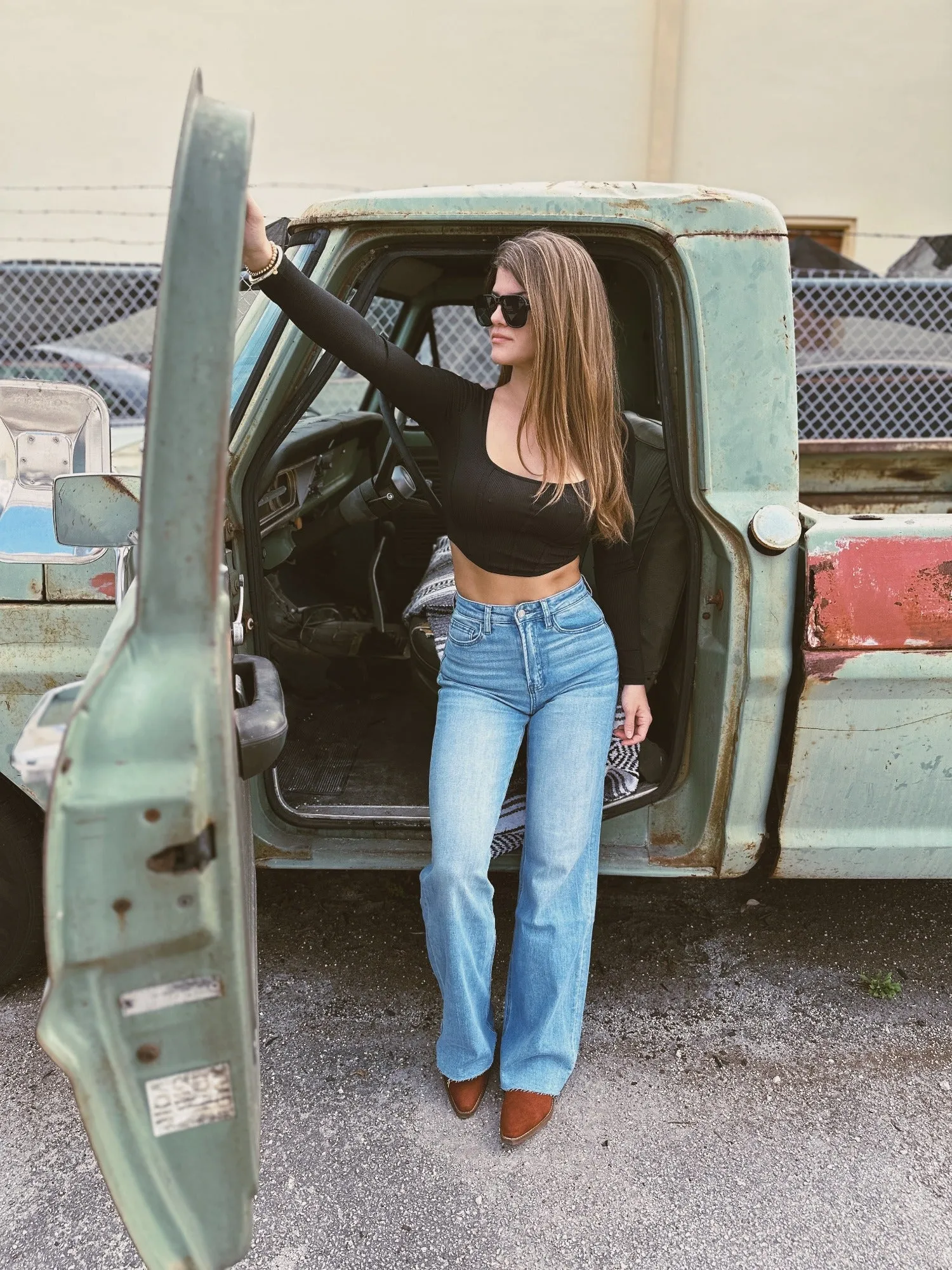 One Step Ahead Super High Rise Wide Leg Jeans