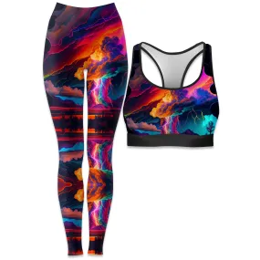 Rainbow Storm Rave Bra and Leggings Combo