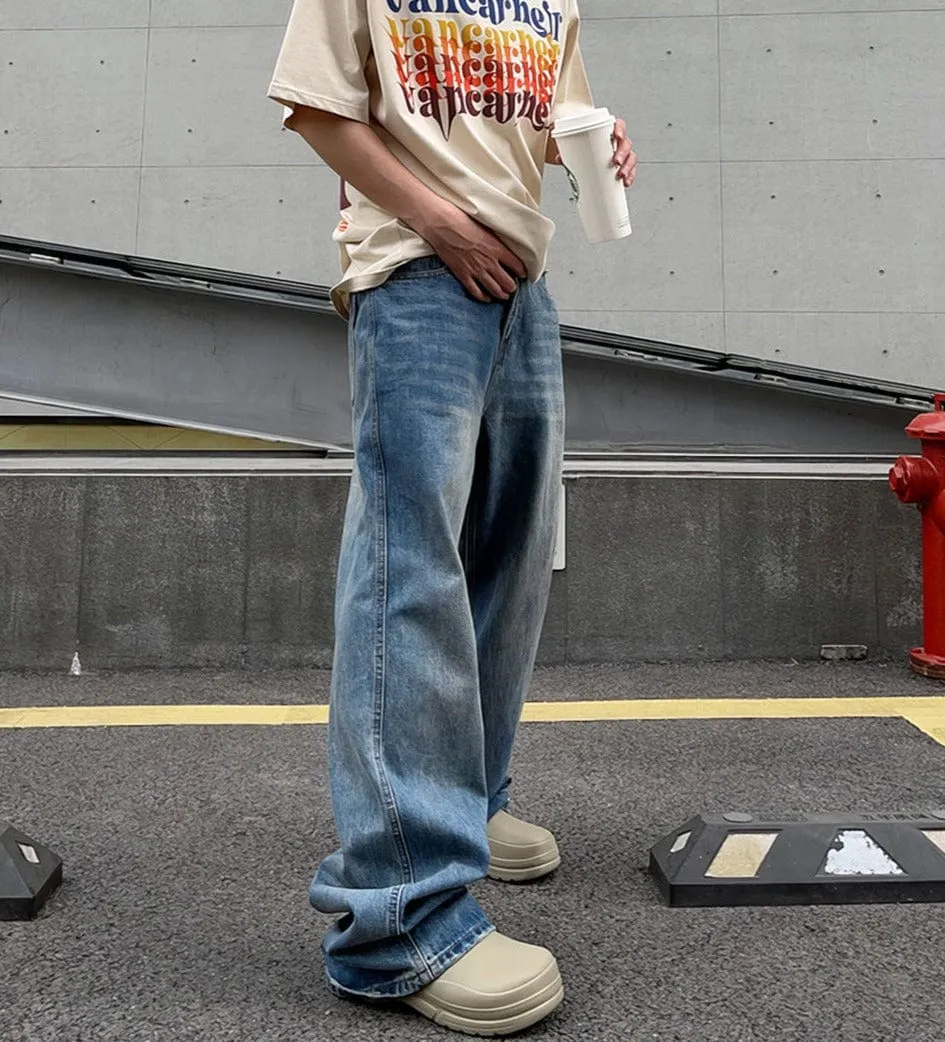 RT No. 11744 WASHED BLUE STRAIGHT DENIM JEANS