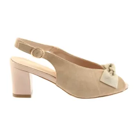 Sergio Leone 801 bow suede sandals beige