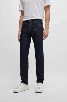 Slim-fit jeans in dark-blue comfort-stretch denim