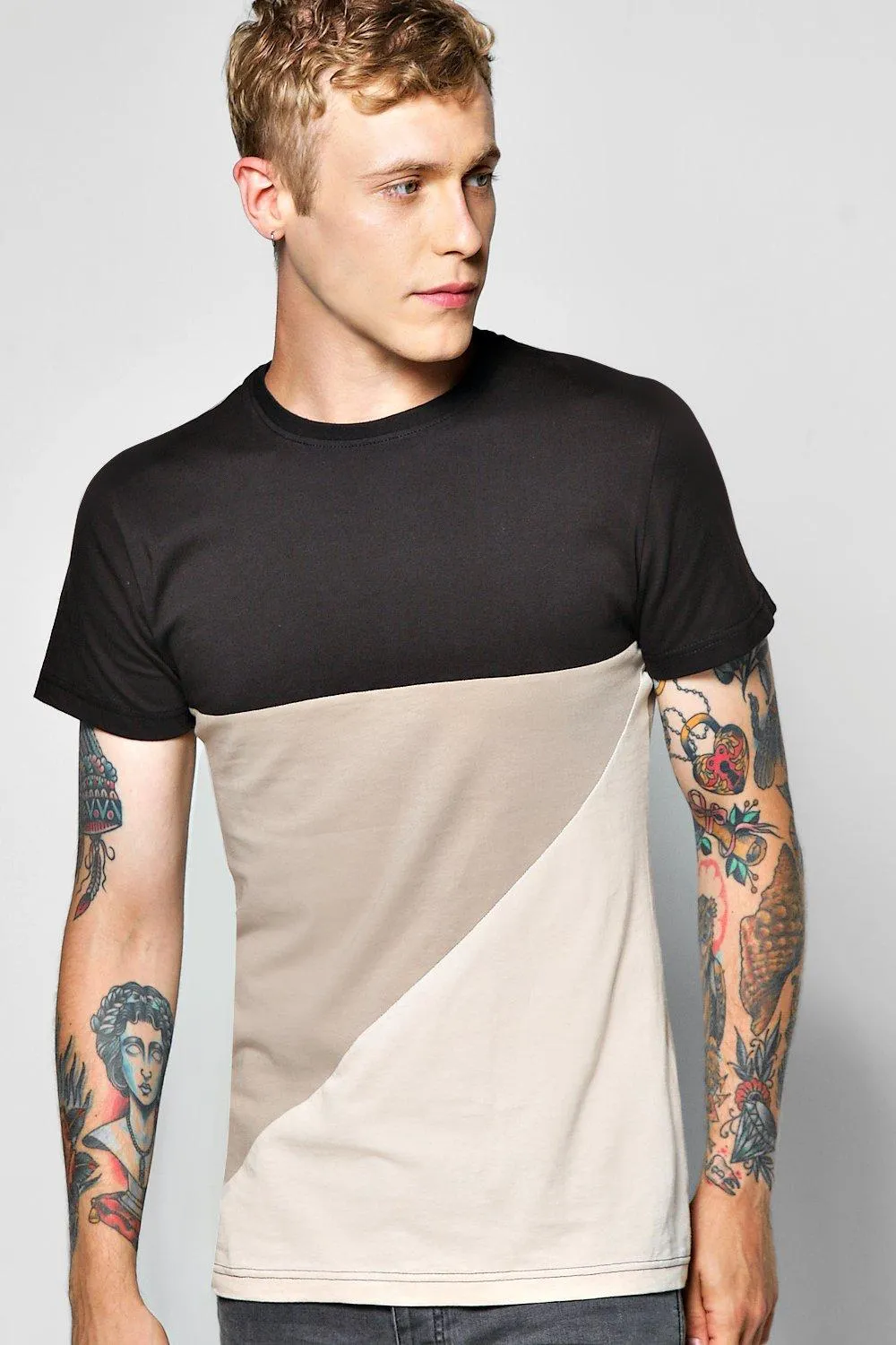 Spliced T Shirt | boohooMAN UK