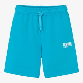 Teen Boys Blue Cotton Slogan Shorts