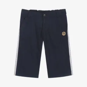 Teen Boys Navy Blue Cotton Logo Shorts