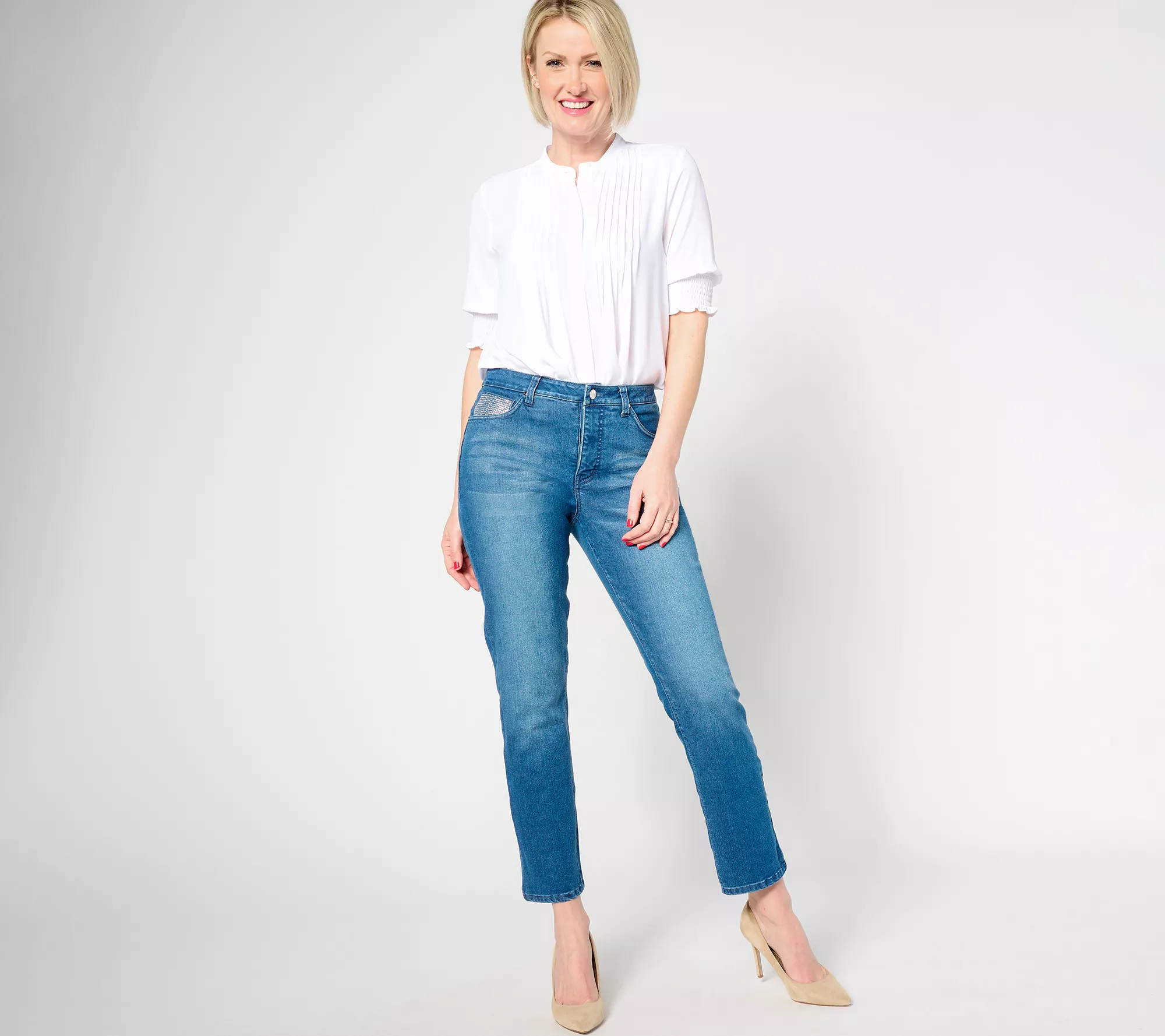 Women with Control Petite My Wonder Denim Rhinestone Jeans